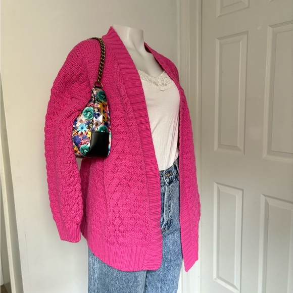 Pink Rose Fuchsia Cardigan Sweater - Picture 2 of 14